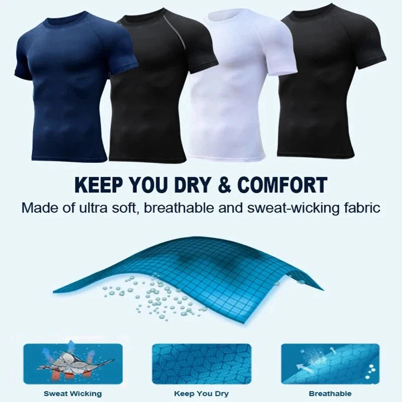 Men's Print Compression Rash Guard - Summer Workout Shirt