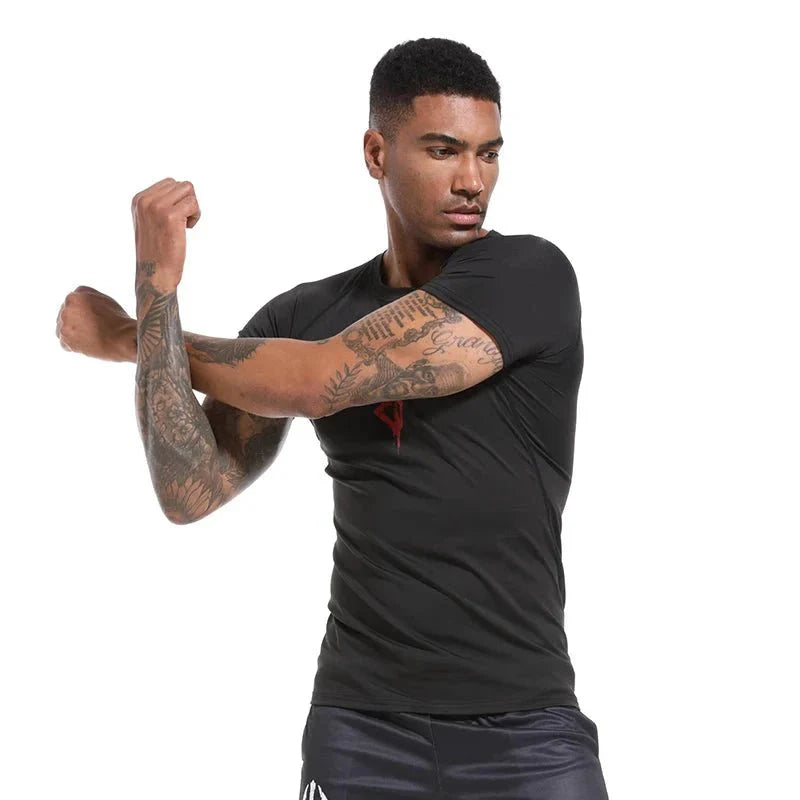 Men's Print Compression Rash Guard - Summer Workout Shirt