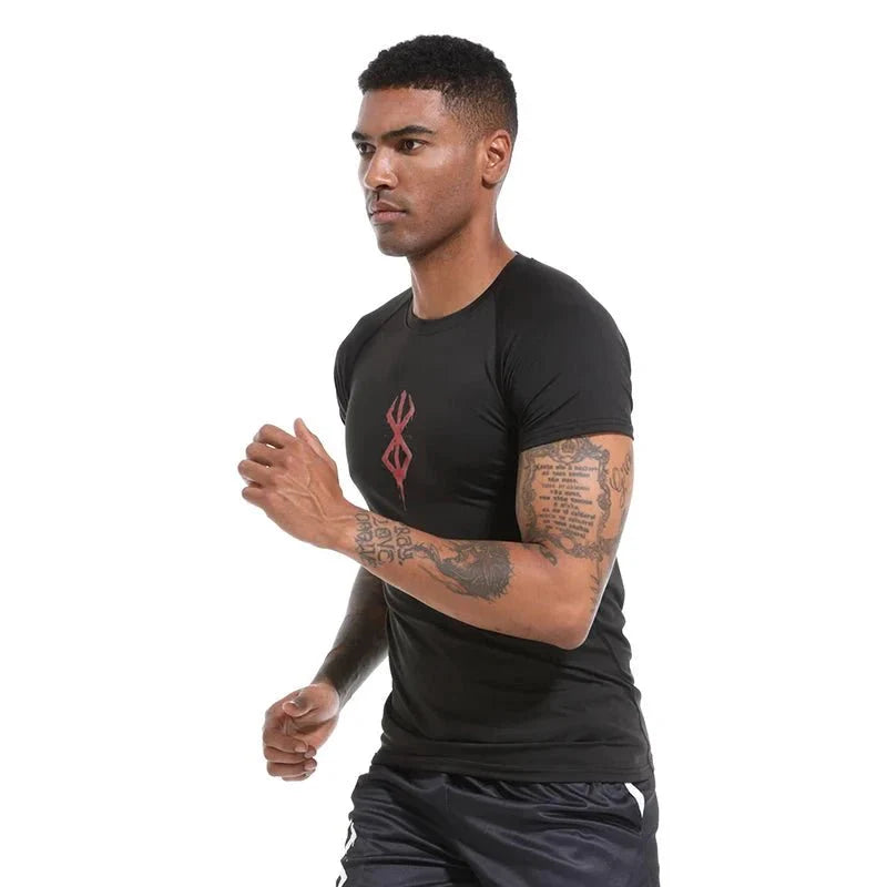 Men's Print Compression Rash Guard - Summer Workout Shirt