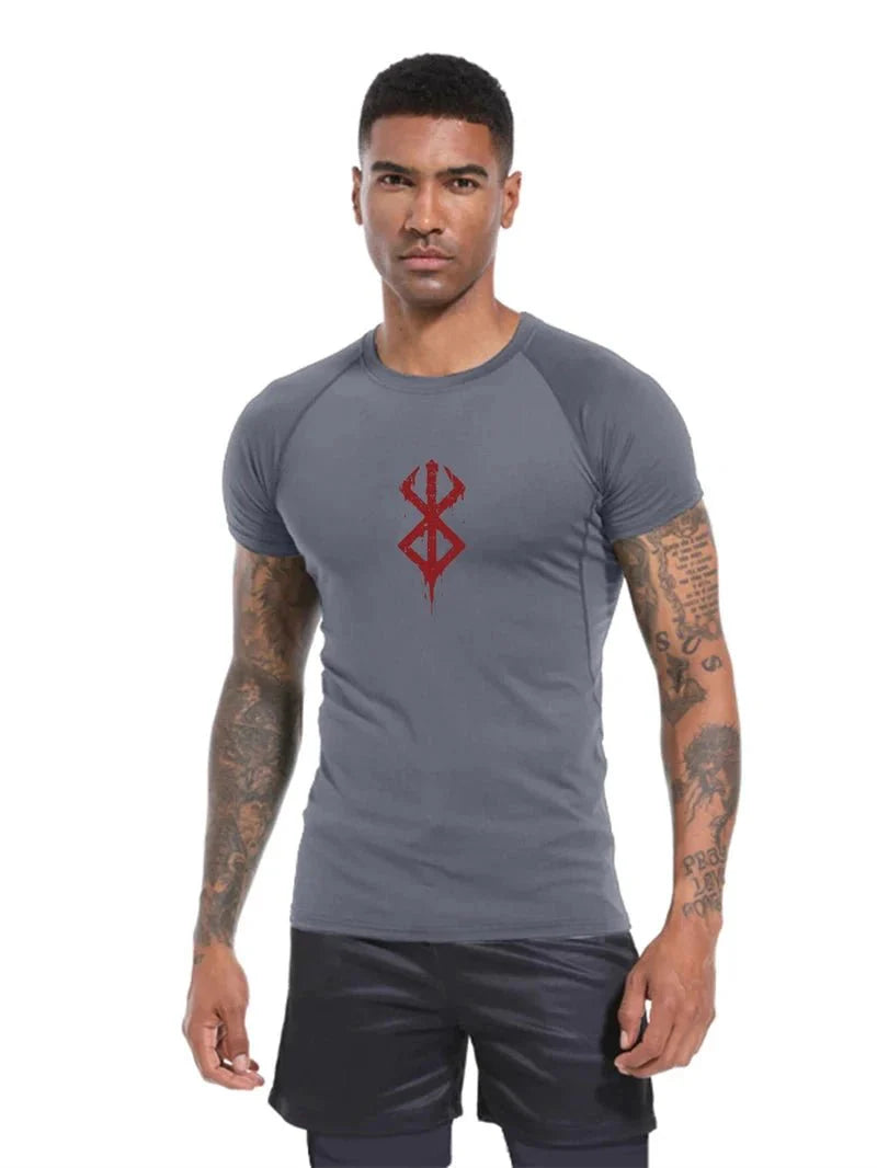 Men's Print Compression Rash Guard - Summer Workout Shirt