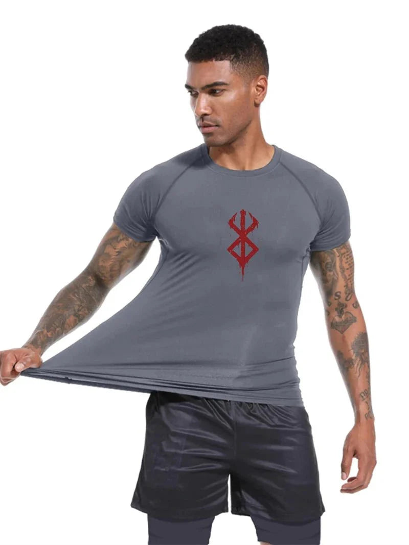 Men's Print Compression Rash Guard - Summer Workout Shirt