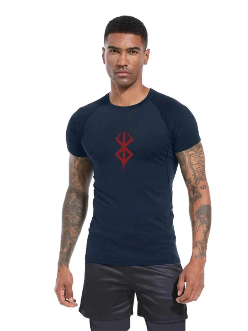 Men's Print Compression Rash Guard - Summer Workout Shirt