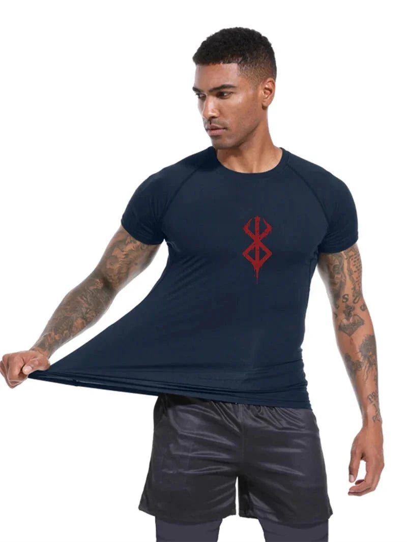 Men's Print Compression Rash Guard - Summer Workout Shirt