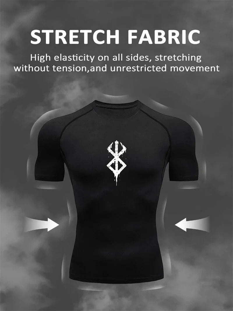 Men's Print Compression Rash Guard - Summer Workout Shirt