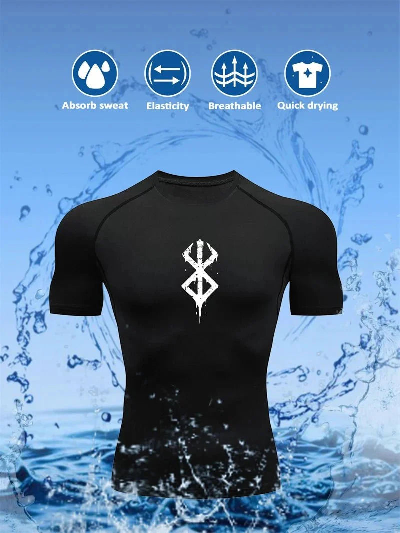 Men's Print Compression Rash Guard - Summer Workout Shirt