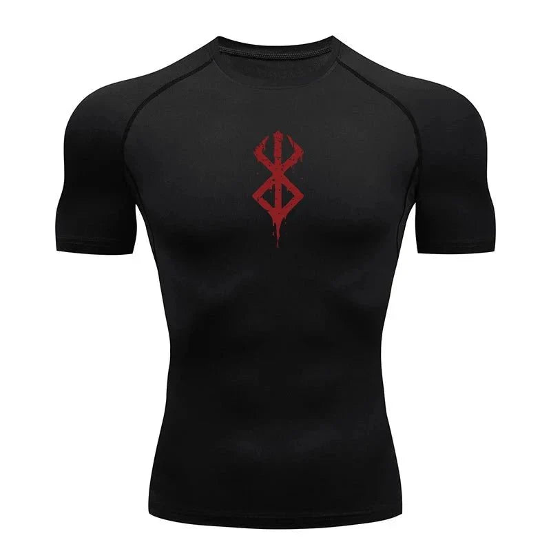 Men's Print Compression Rash Guard - Summer Workout Shirt