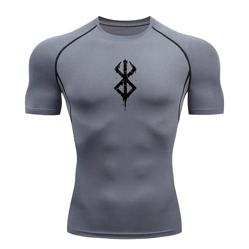 Men's Print Compression Rash Guard - Summer Workout Shirt
