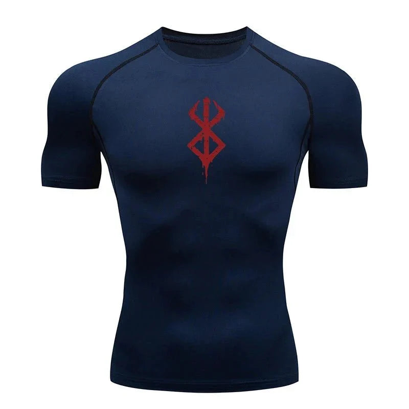 Men's Print Compression Rash Guard - Summer Workout Shirt