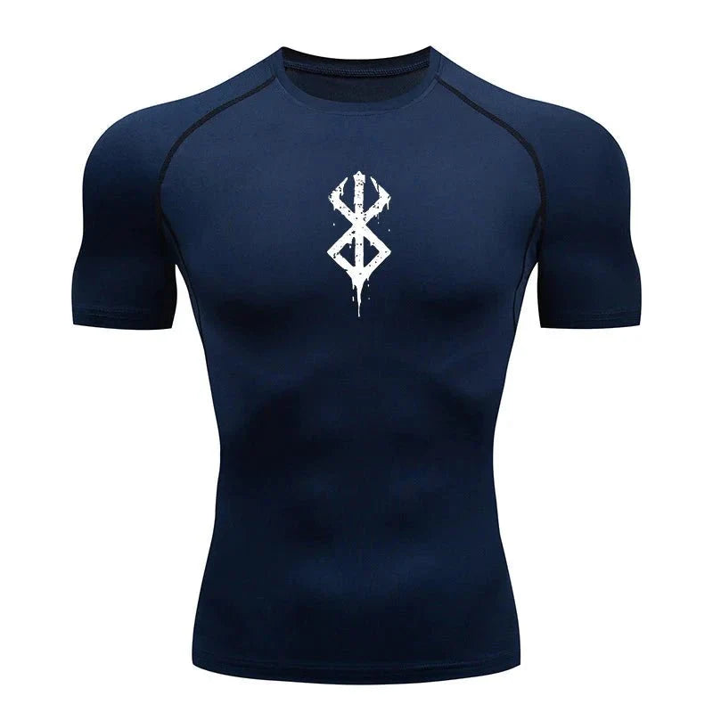 Men's Print Compression Rash Guard - Summer Workout Shirt