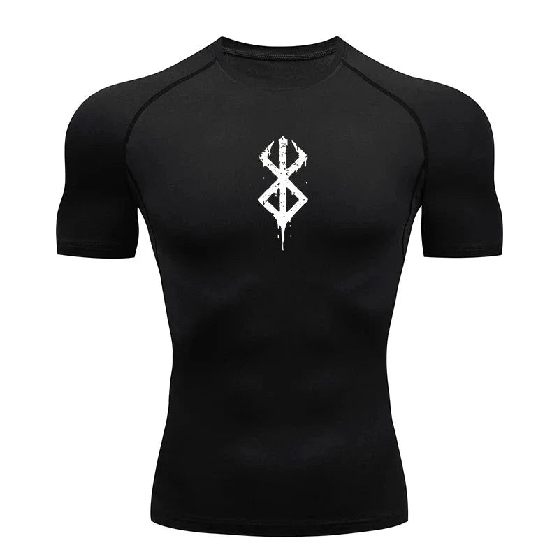 Men's Print Compression Rash Guard - Summer Workout Shirt