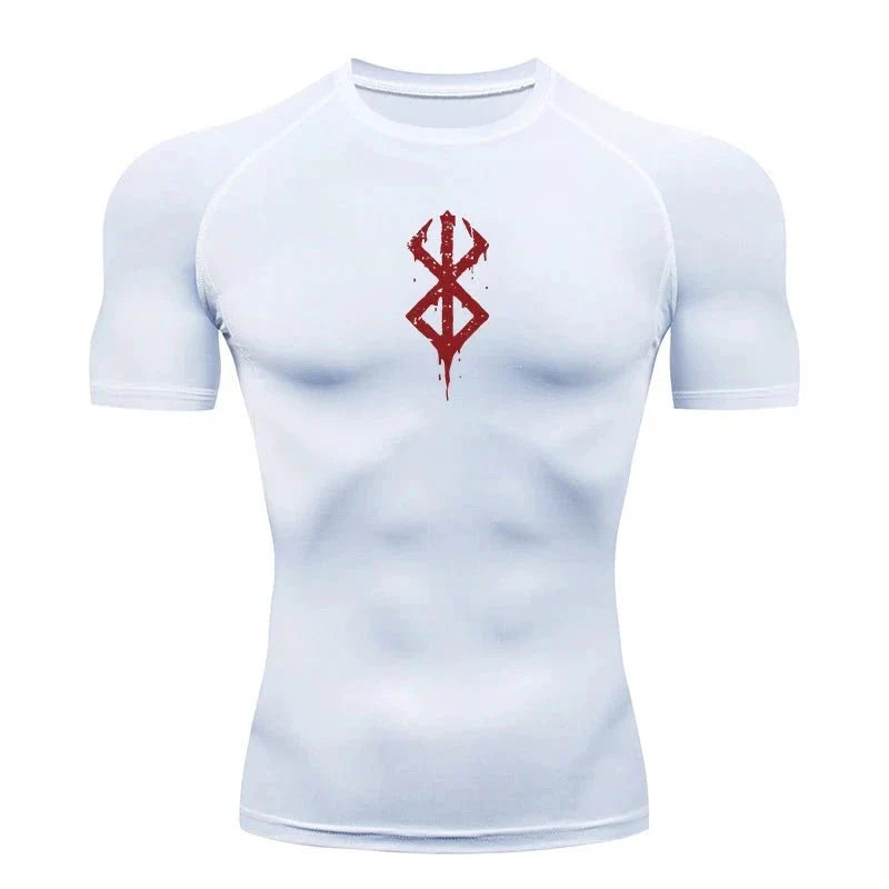 Men's Print Compression Rash Guard - Summer Workout Shirt
