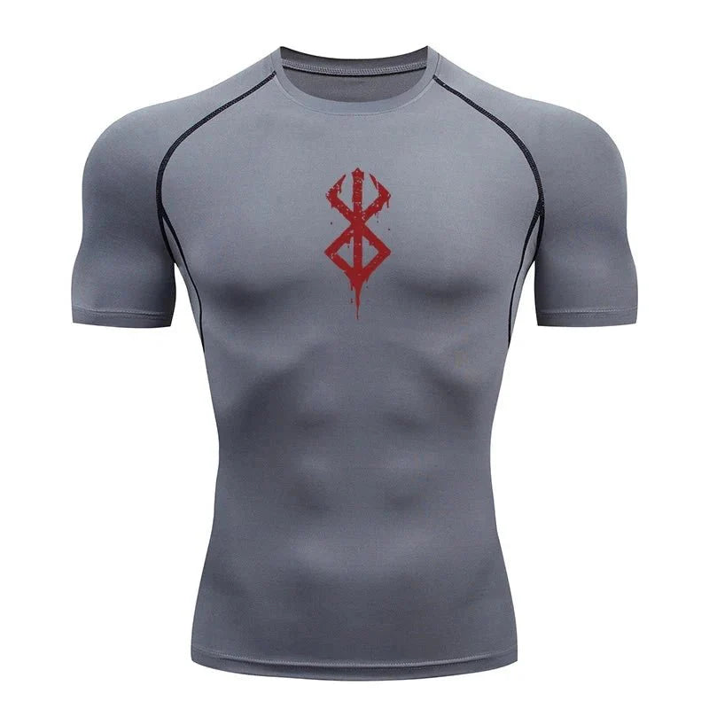 Men's Print Compression Rash Guard - Summer Workout Shirt