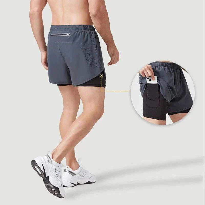 Men's Quick-Drying Double Layer Running Shorts