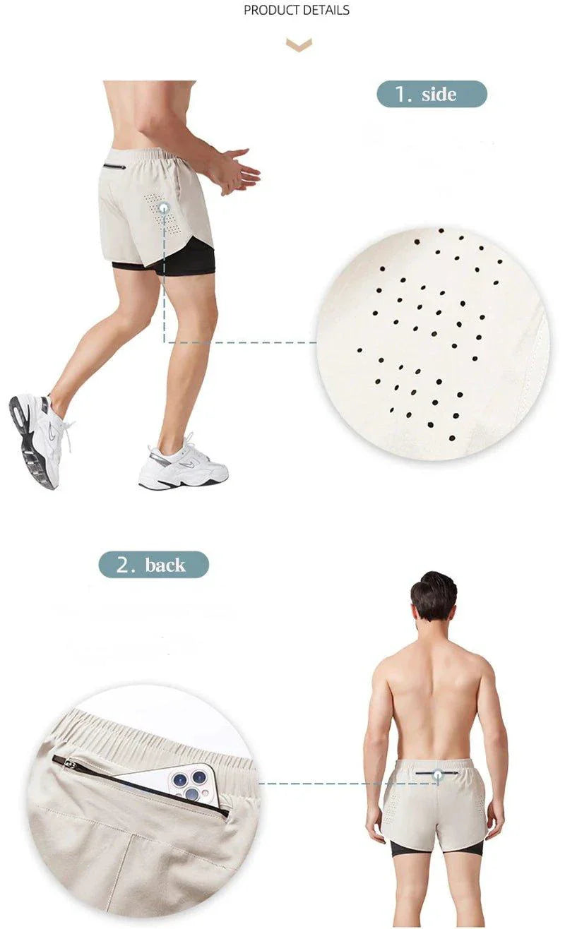 Men's Quick-Drying Double Layer Running Shorts