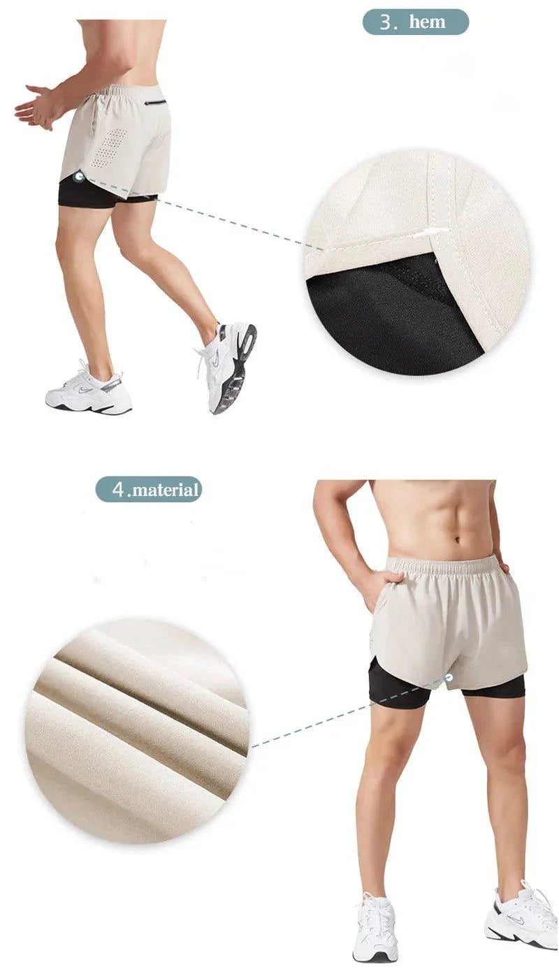 Men's Quick-Drying Double Layer Running Shorts
