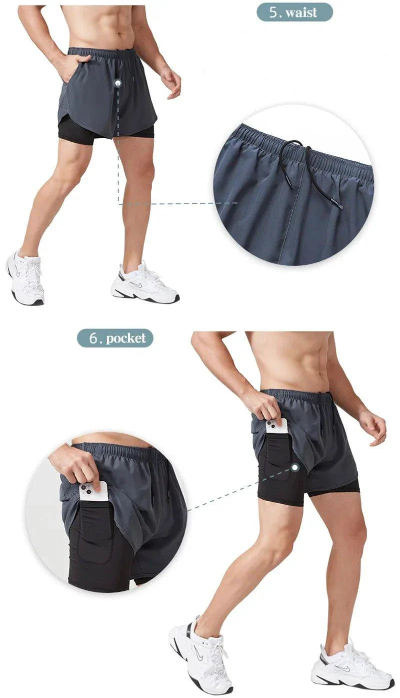 Men's Quick-Drying Double Layer Running Shorts