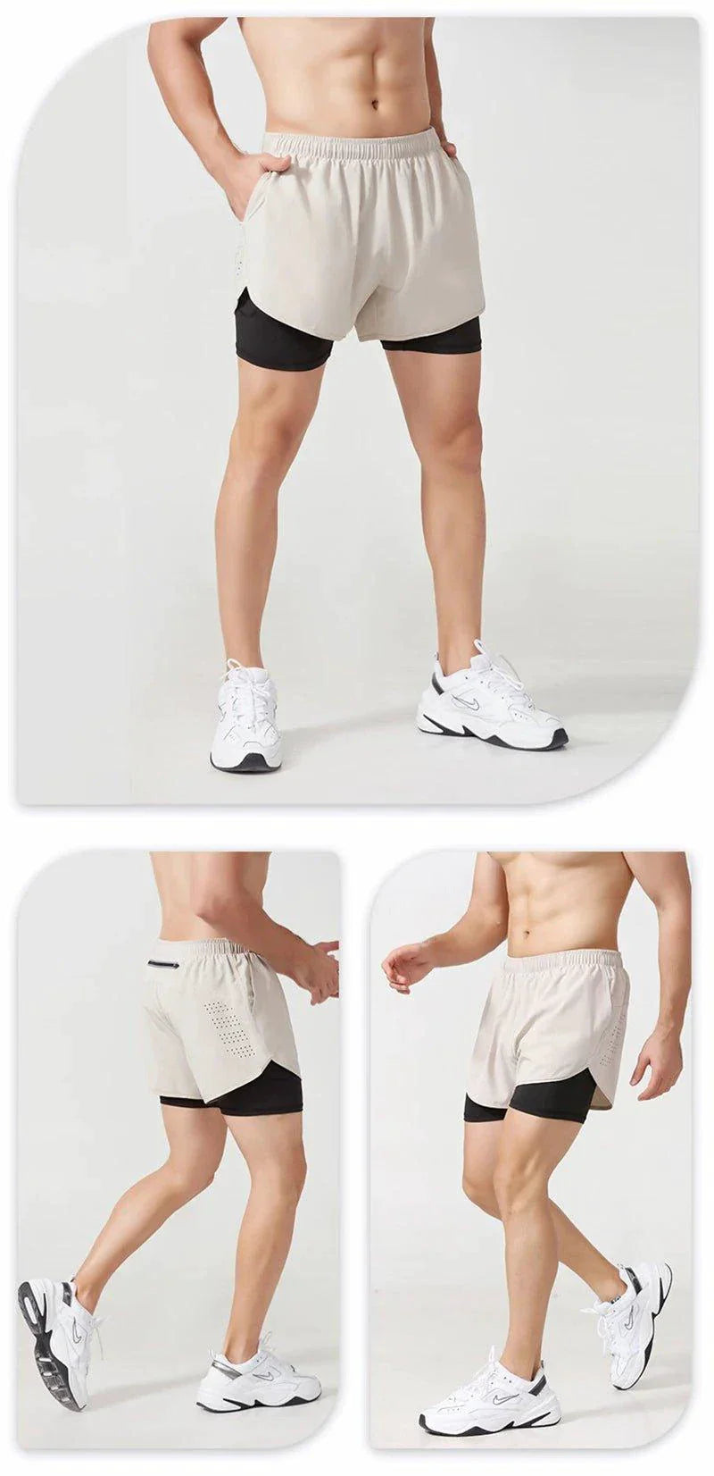 Men's Quick-Drying Double Layer Running Shorts