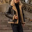 Veste en cuir doublée en fourrure pour homme