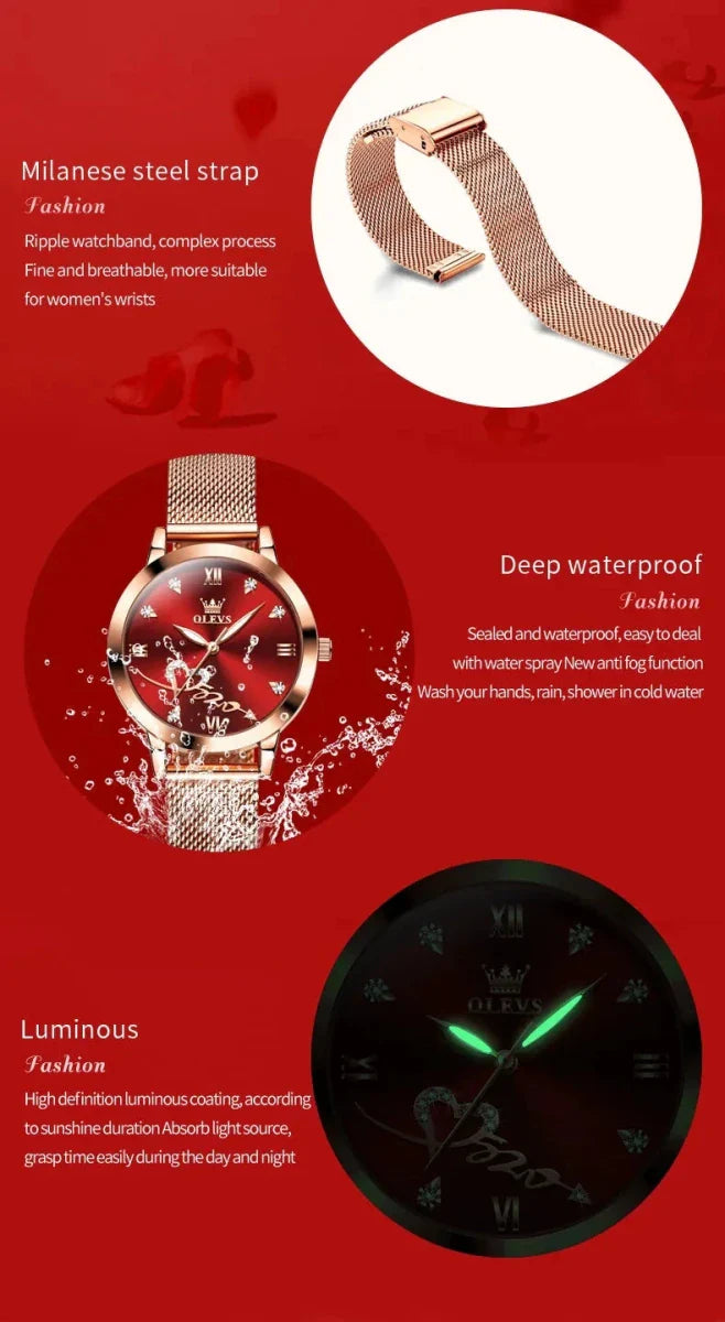 Reloj de Lujo para Damas OLEVS - Reloj de Cuarzo en Oro Rosa