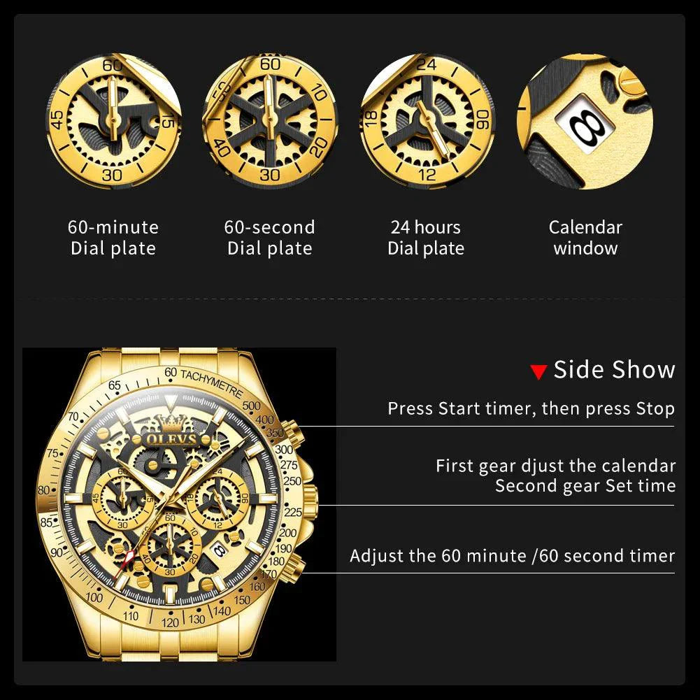 OLEVS Luxury Gold Men's Chronograph Watch
