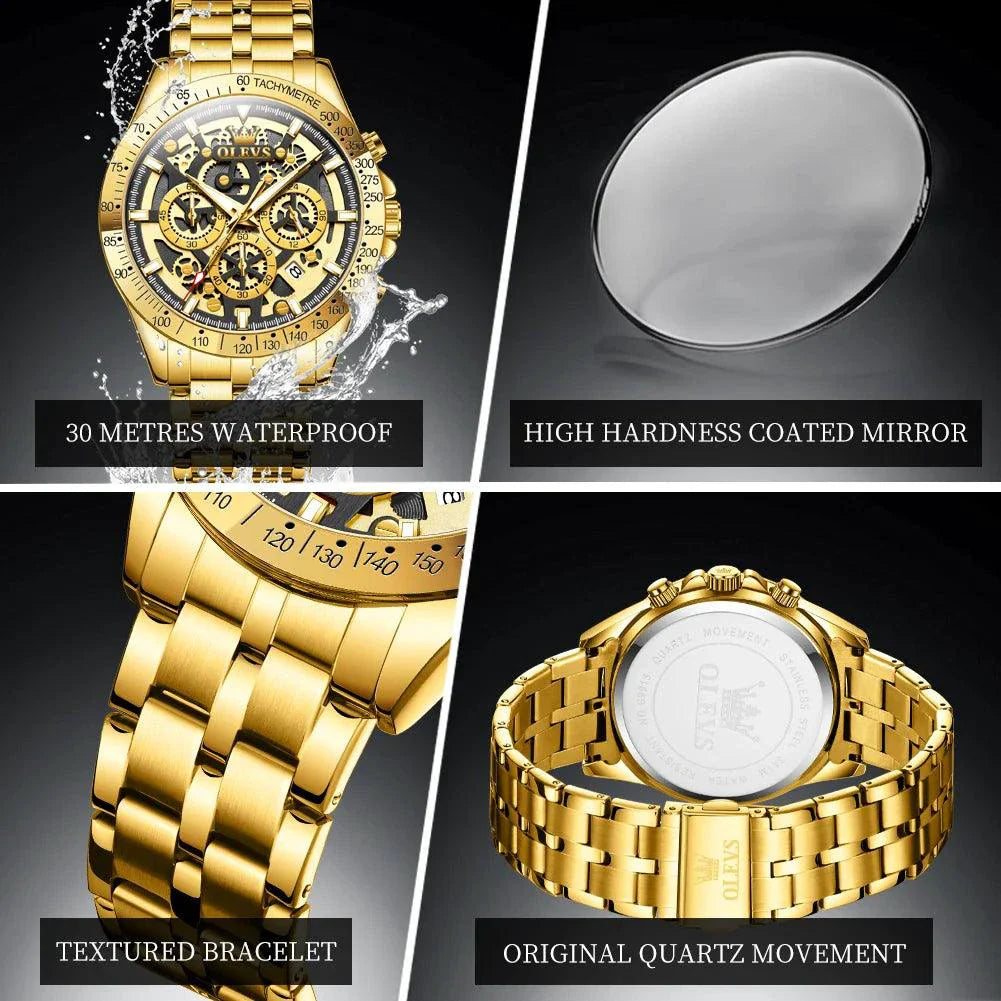 OLEVS Luxury Gold Men's Chronograph Watch