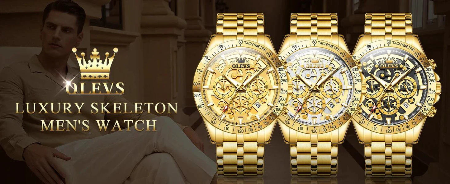 OLEVS Luxury Gold Men's Chronograph Watch