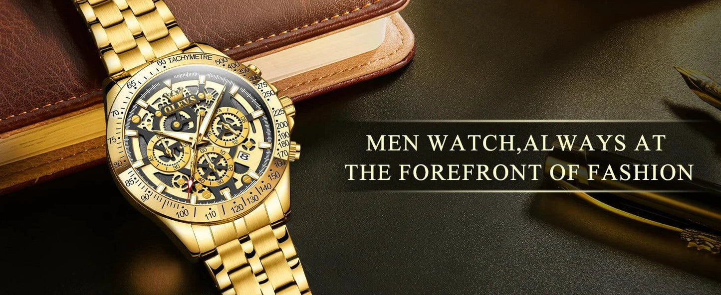 OLEVS Luxury Gold Men's Chronograph Watch