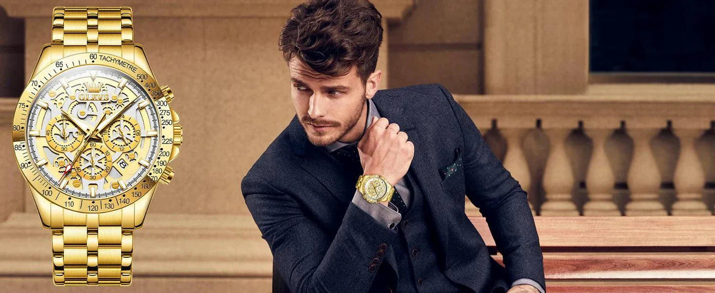 OLEVS Luxury Gold Men's Chronograph Watch