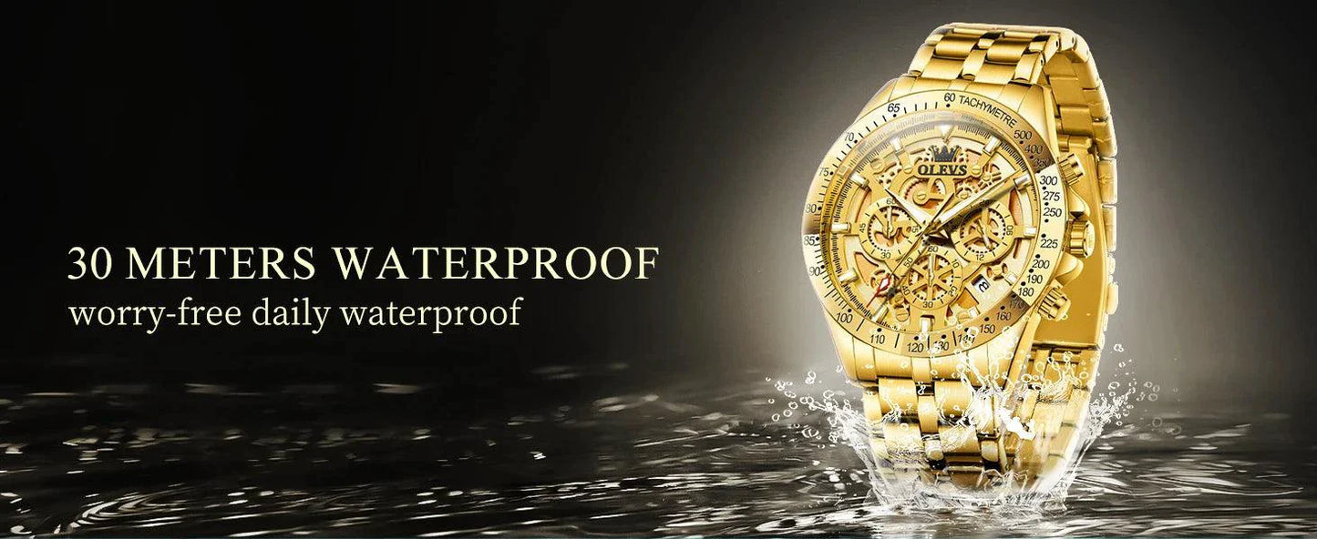 OLEVS Luxury Gold Men's Chronograph Watch