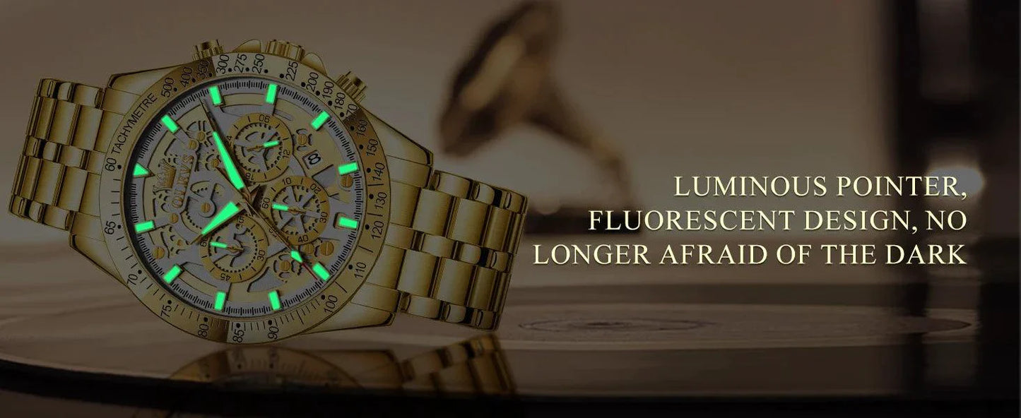 OLEVS Luxury Gold Men's Chronograph Watch