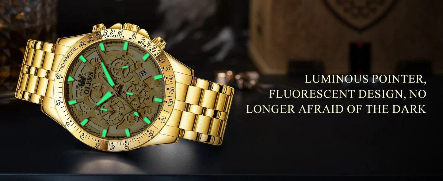 OLEVS Luxury Gold Men's Chronograph Watch
