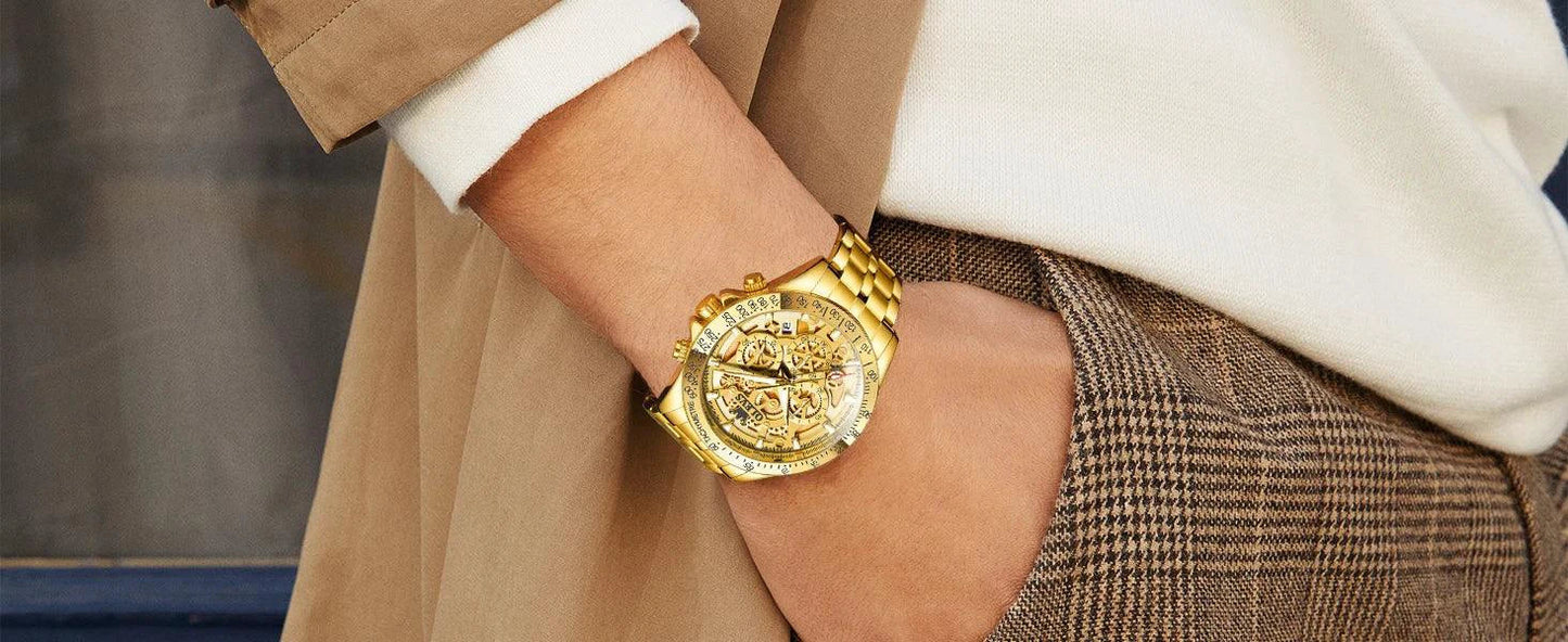 OLEVS Luxury Gold Men's Chronograph Watch
