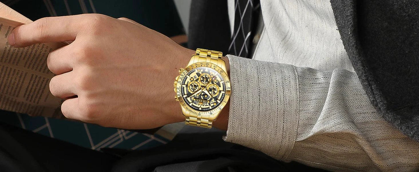 OLEVS Luxury Gold Men's Chronograph Watch