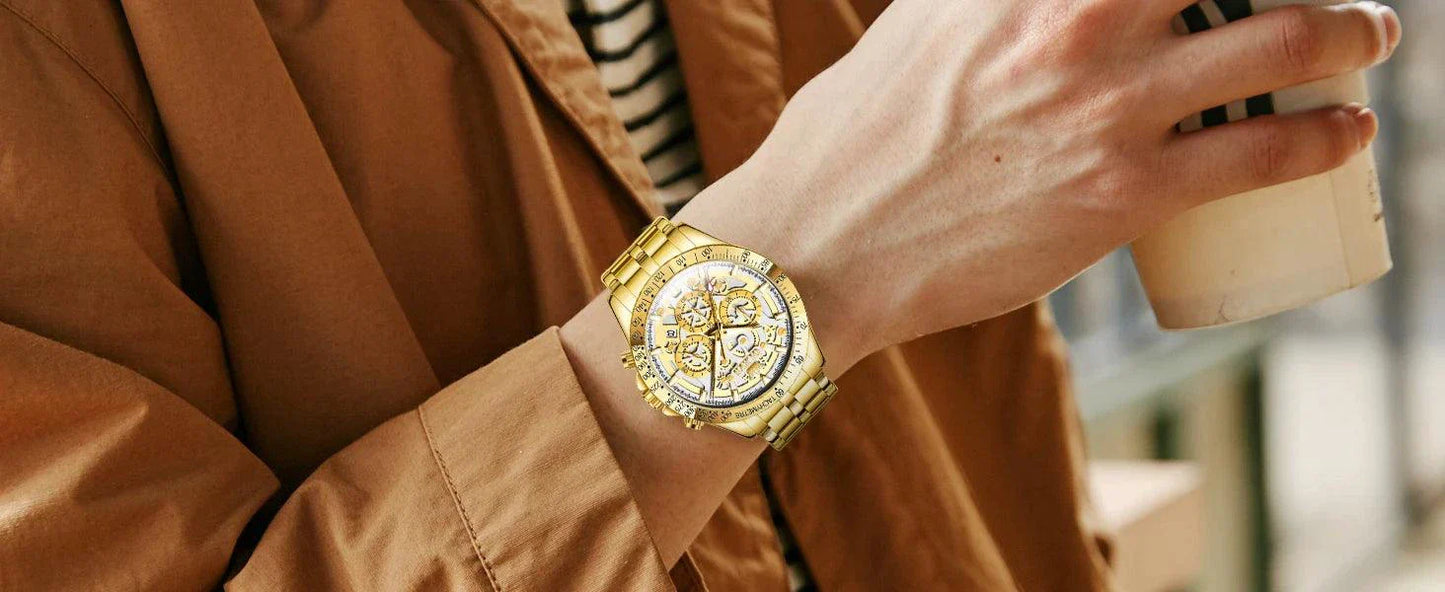 OLEVS Luxury Gold Men's Chronograph Watch