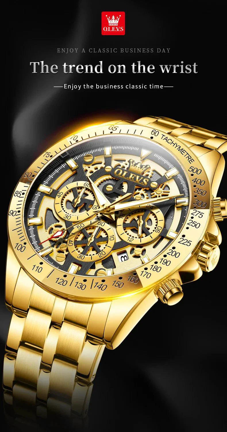 OLEVS Luxury Gold Men's Chronograph Watch
