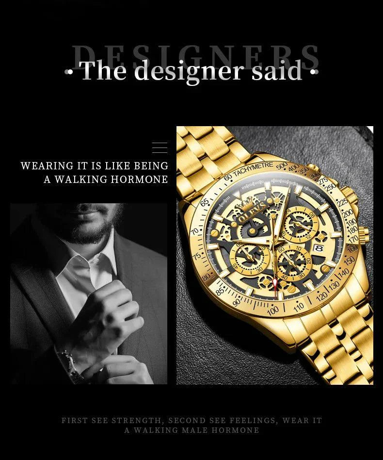 OLEVS Luxury Gold Men's Chronograph Watch
