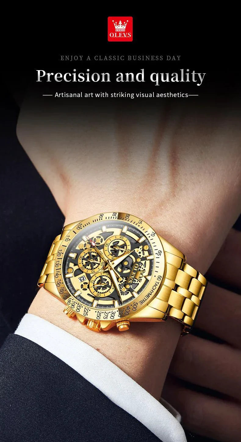 OLEVS Luxury Gold Men's Chronograph Watch