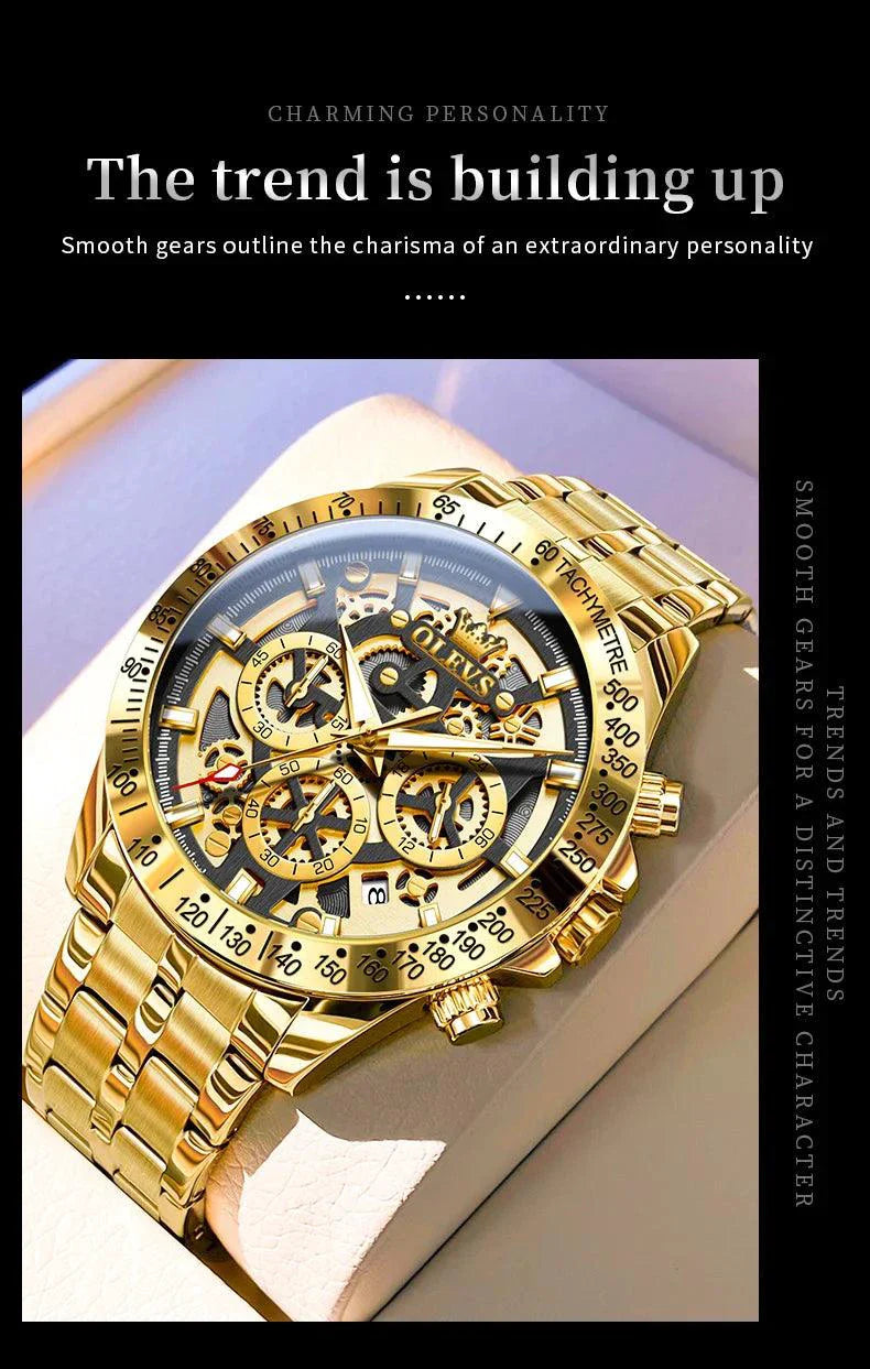 OLEVS Luxury Gold Men's Chronograph Watch