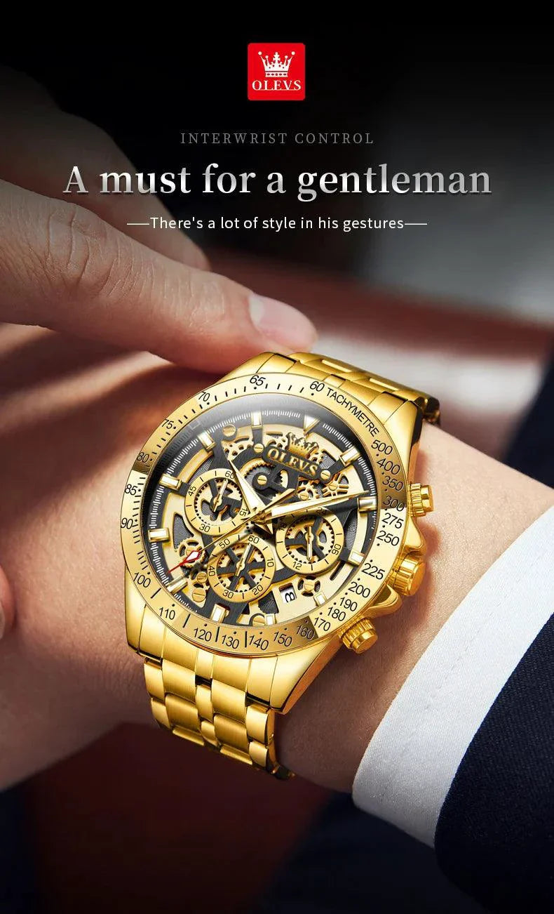 OLEVS Luxury Gold Men's Chronograph Watch
