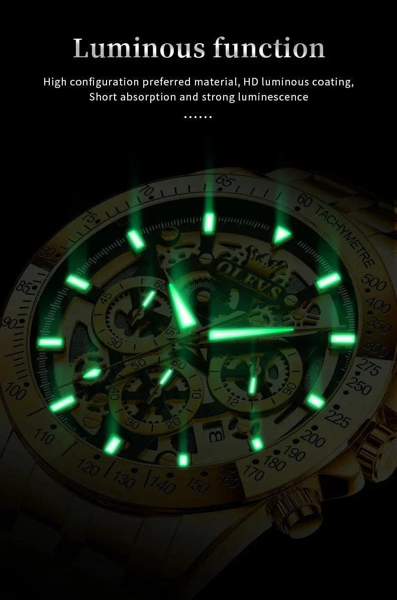 OLEVS Luxury Gold Men's Chronograph Watch