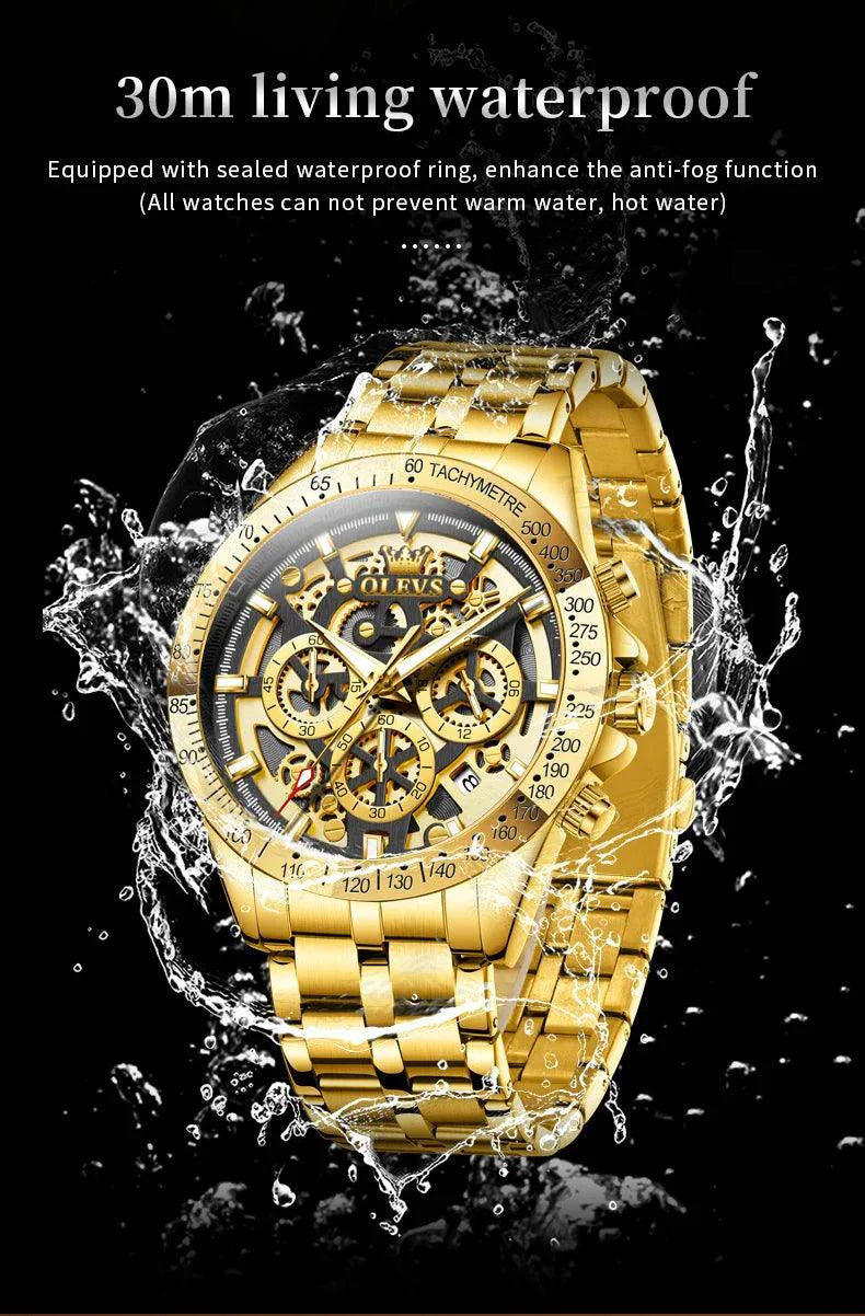 OLEVS Luxury Gold Men's Chronograph Watch