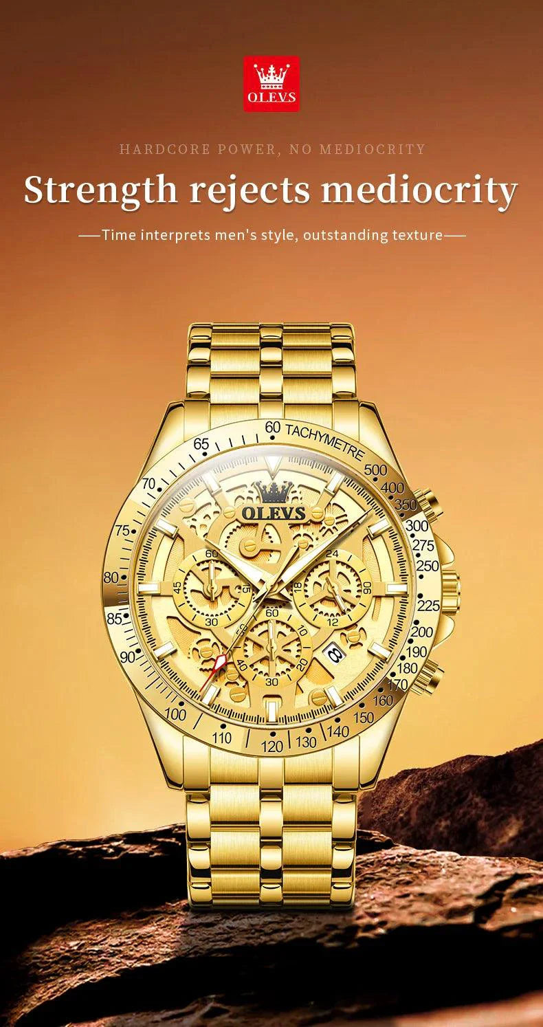 OLEVS Luxury Gold Men's Chronograph Watch