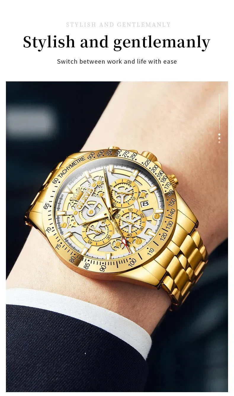 OLEVS Luxury Gold Men's Chronograph Watch