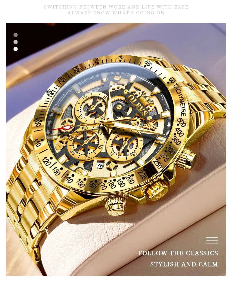 OLEVS Luxury Gold Men's Chronograph Watch