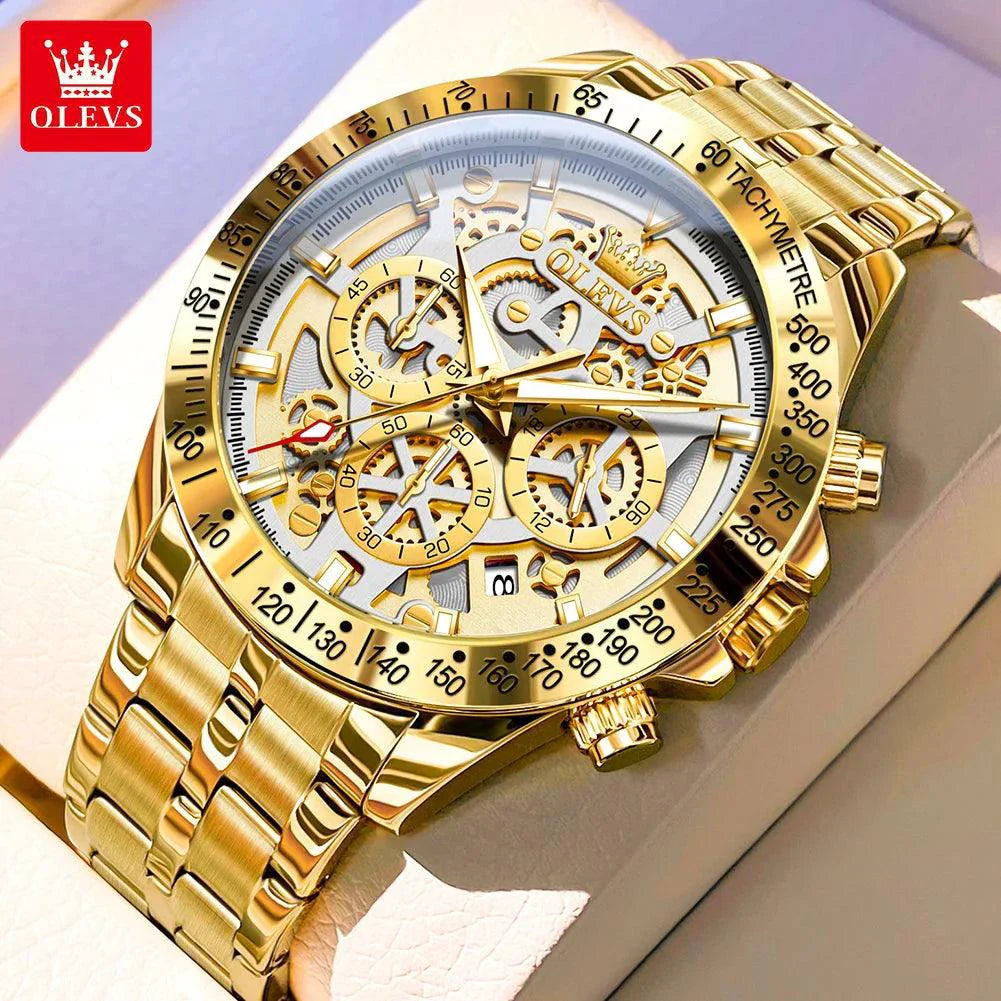 OLEVS Luxury Gold Men's Chronograph Watch
