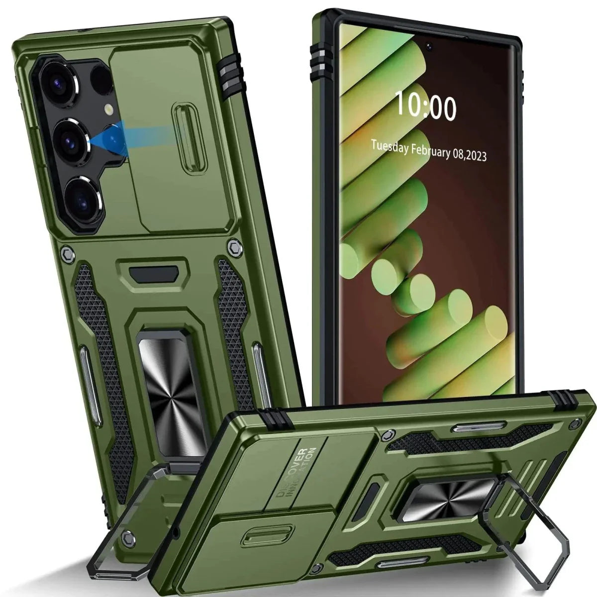 Funda Rugged OtterBox para Galaxy S23 Ultra con Soporte - Verde Oliva