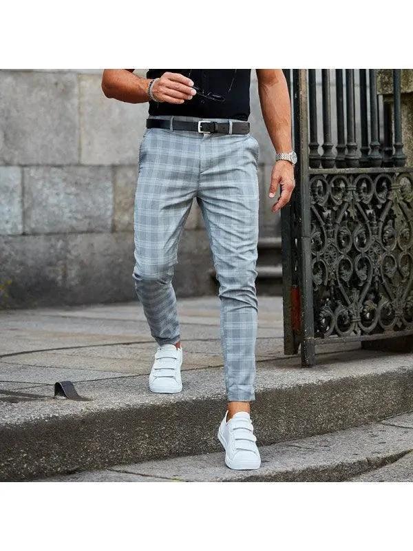 Men's Casual Plaid Print Trousers - Comfortable & Stylish