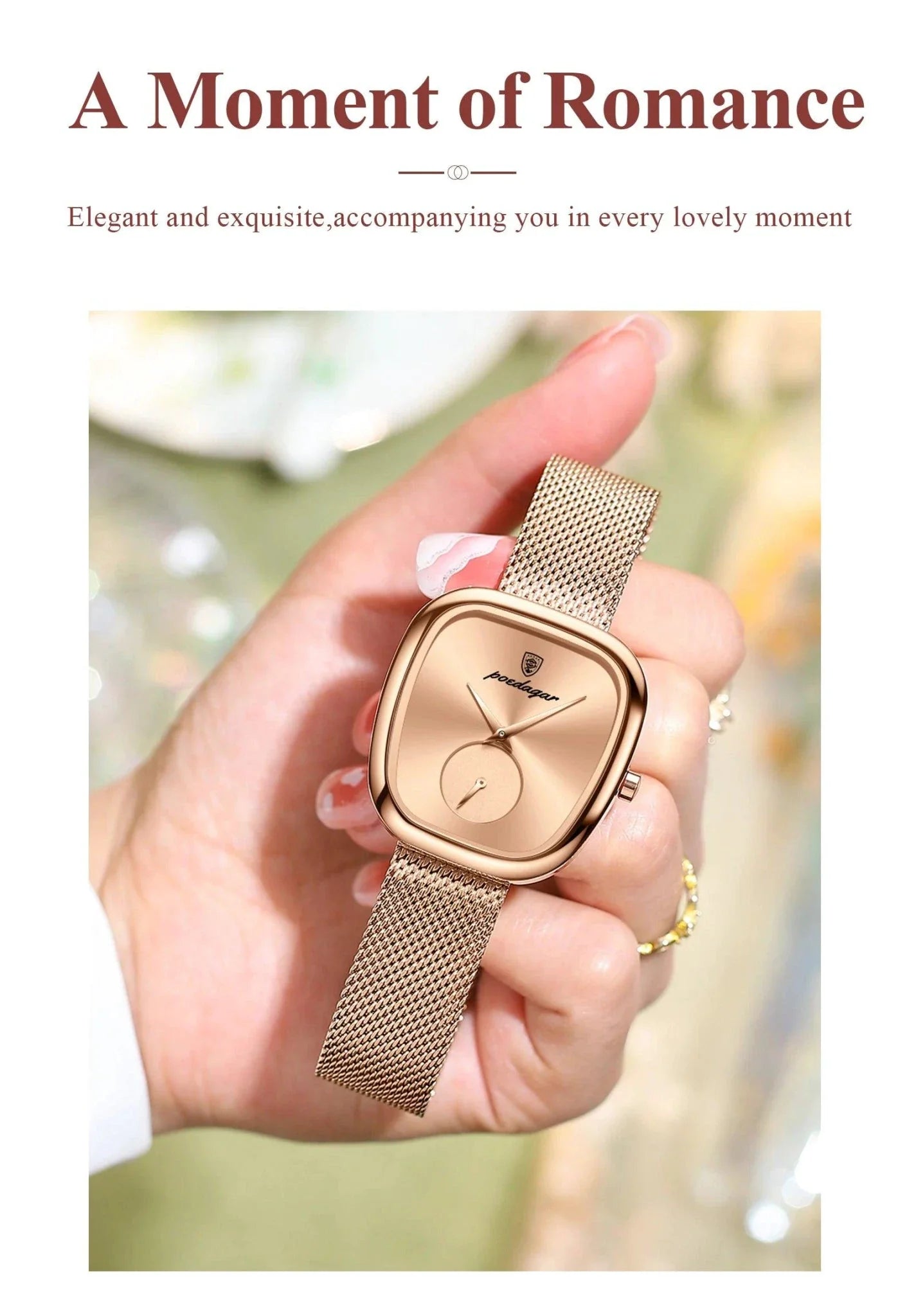 POEDAGAR Elegant Women's Mesh Watch - Waterproof Stainless Steel Timepiece