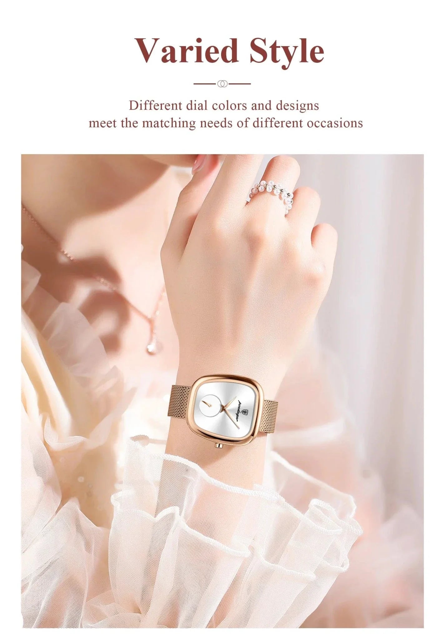POEDAGAR Elegant Women's Mesh Watch - Waterproof Stainless Steel Timepiece