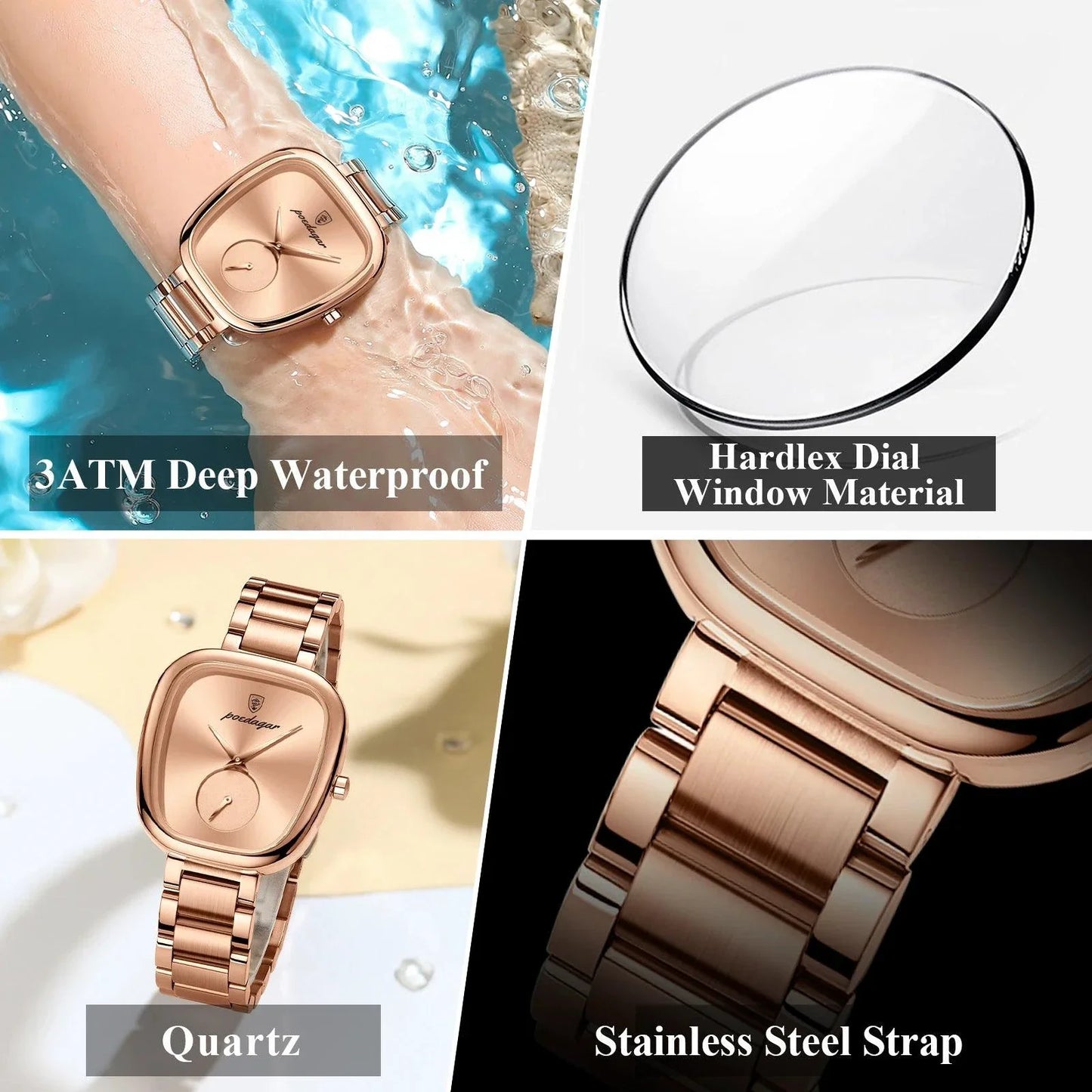 Montre à Quartz Élégante pour Femmes POEDAGAR - Acier Inoxydable Étanche